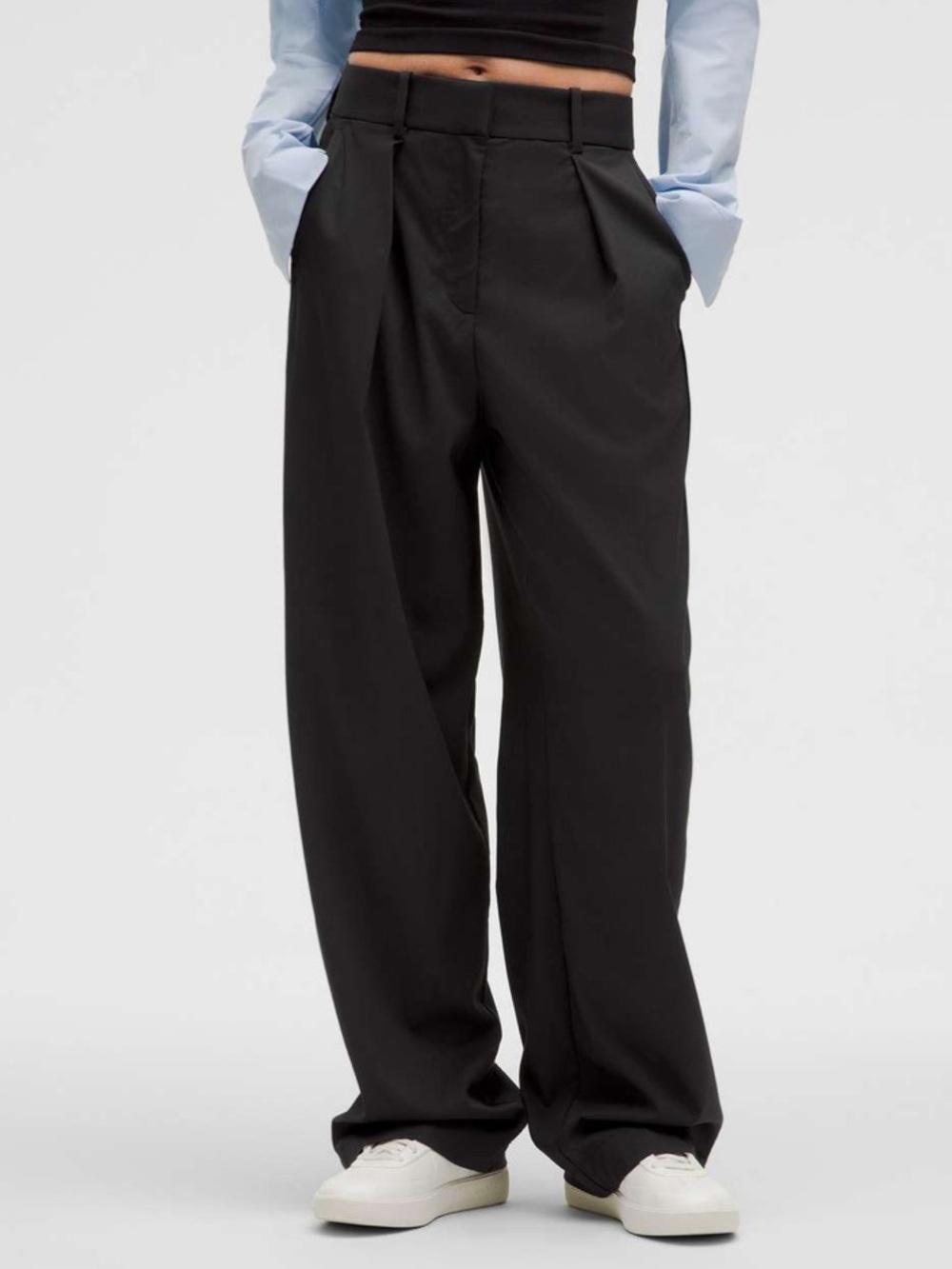 Lululemon pleat front high rise trouser *regular 14 black wide leg pant 2024